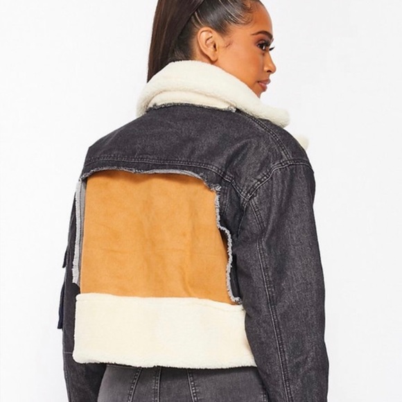 Dark Was Denim Jacket with Teddy Sherpa - Picture 4 of 5